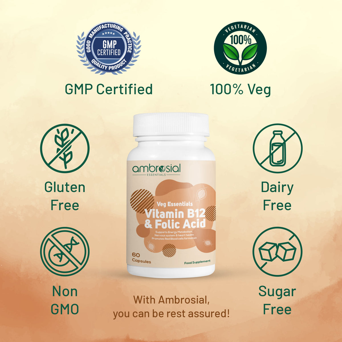 Buy Ambrosial Vitamin B12 & Folic Acid Supplement for Energy Ambrosial