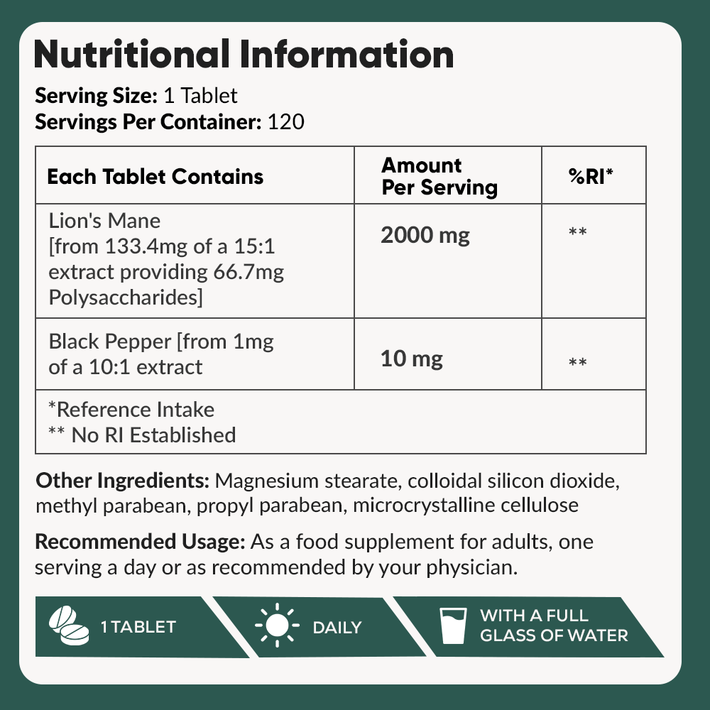Lion's Mane with Black Pepper - 2000 mg