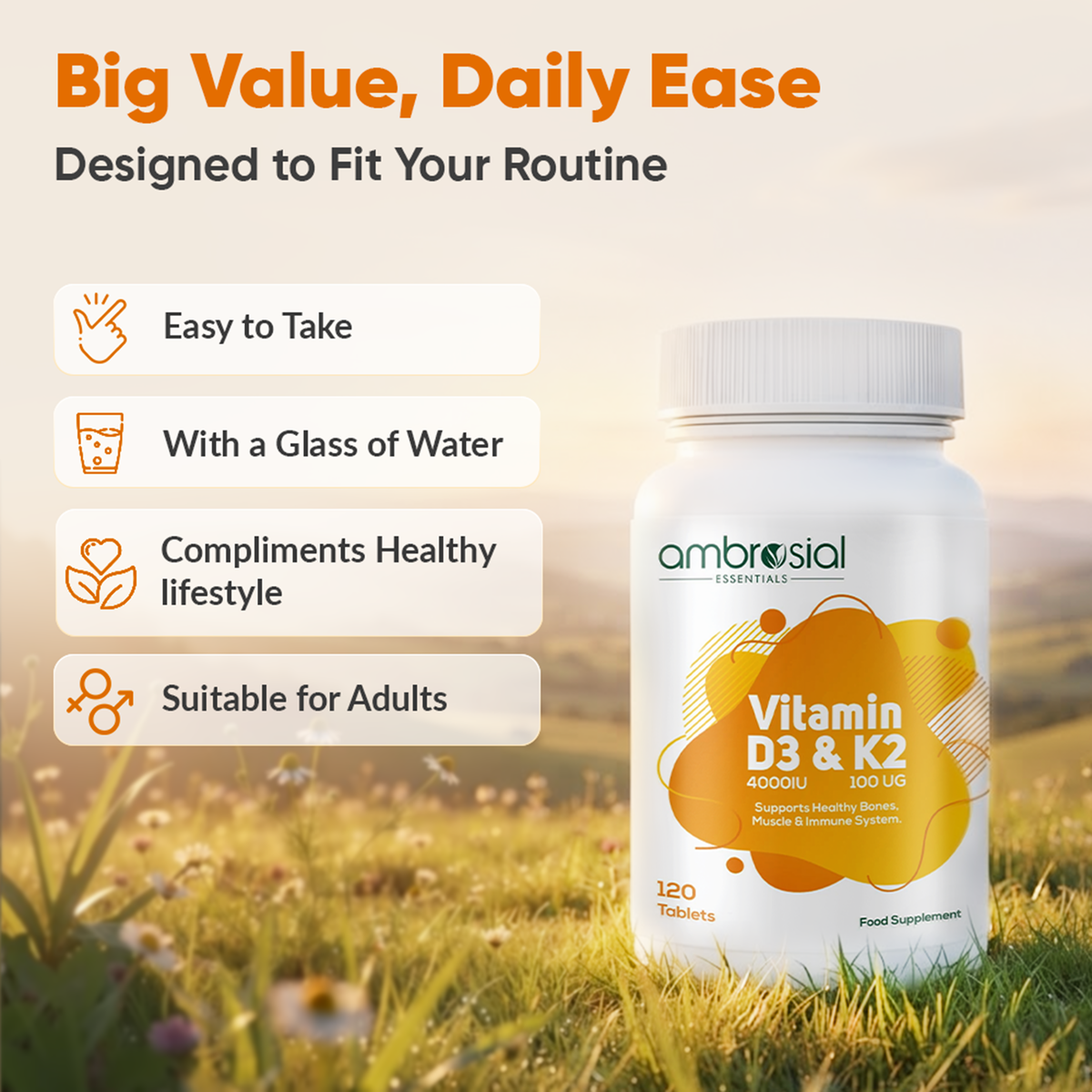 Vitamin D3 & K2 Tablets